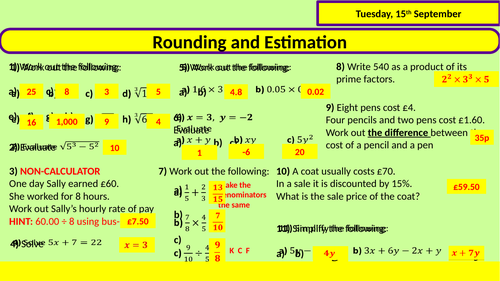 Rounding And Estimation Teaching Resources