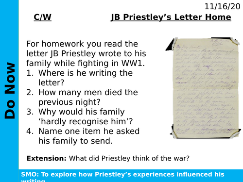 Priestley's Letter Home