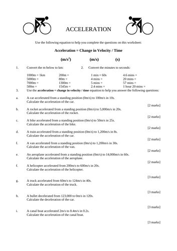 GCSE PhysicsPaper 2 - Acceleration, Velocity and Time Calculation