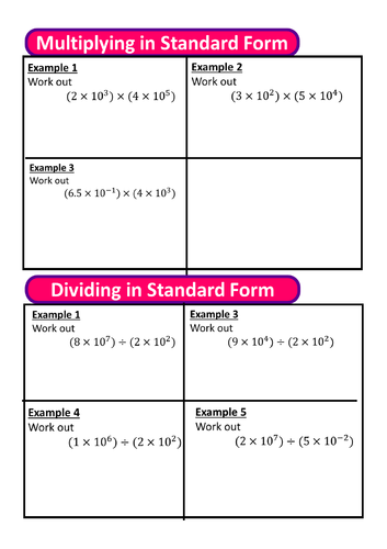 Standard form multiplication and division