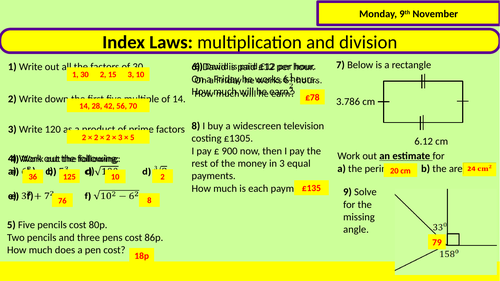 Index Laws (Multiplication and division)