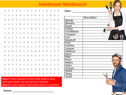 Hairdressers Career Wordsearch Sheet Starter Activity Keywords Cover ...