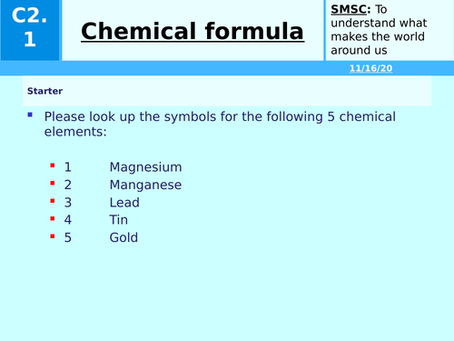 KS3 Chemical formula
