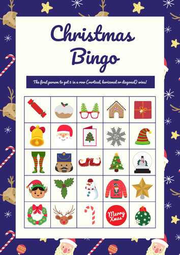Christmas Bingo Fun Game X5 Game Cards A4