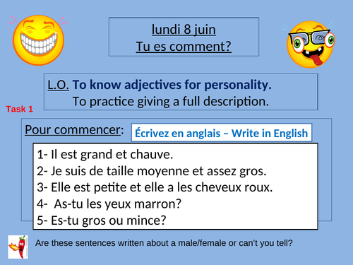 Tu es comment  Part 2 - Characteristics