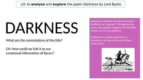 Byron 'Darkness' for KS5 (IB or A Level)