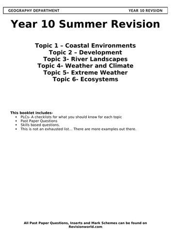 GCSE Geography Exam Question Booklet
