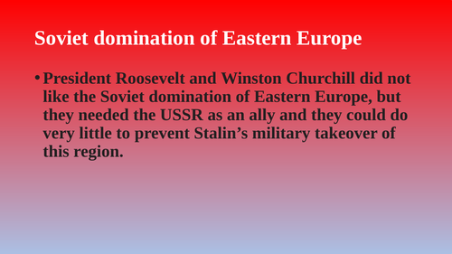 Soviet take over of Eastern Europe. Why Stalin introduced Communism in Eastern Europe.