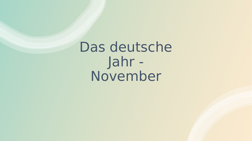 Calendar of Life in Germany - November