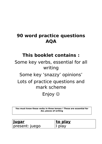 90 word booklet Spanish
