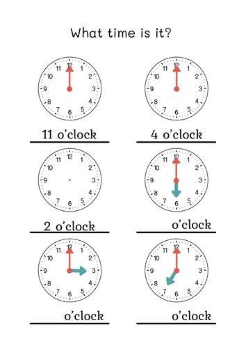 Differentiated telling the time worksheets