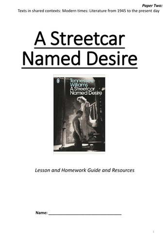 A Streetcar Named Desire SOW (A-Level)