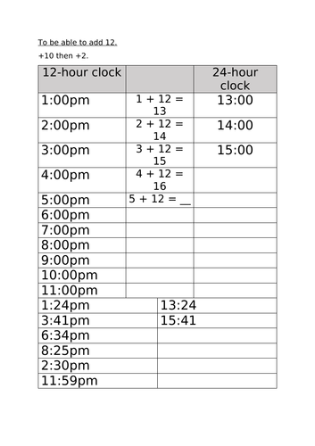 Add 12 to PM times to convert to 24h clock