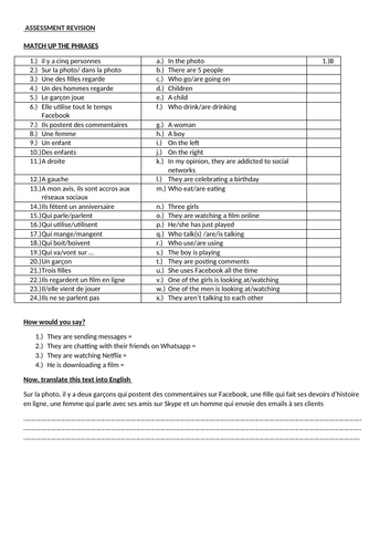 WRITING+PHOTOCARD REVISION -GCSE FRENCH
