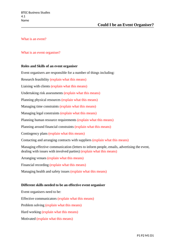 Business BTEC Level 3 2016 U4 U5 U24 Writing Frames
