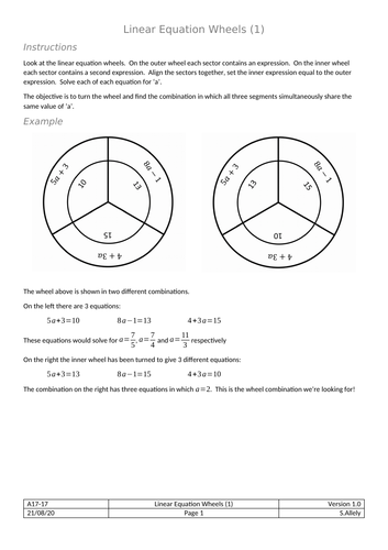 Wheels - Solving Linear Equations