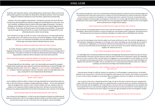 King Lear Character Notes