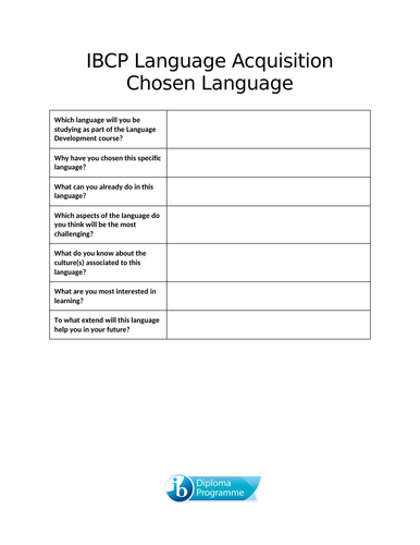IBCP Language Development Scheme of Work and Portfolio