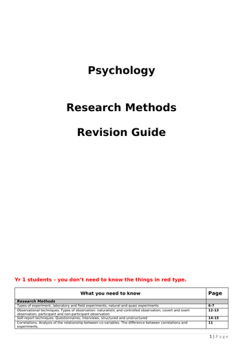 Research Methods Revision Guide