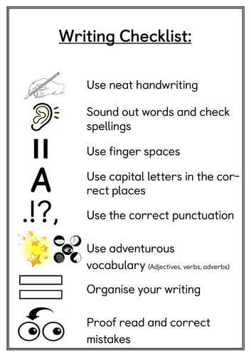 Writing Checklist Display Poster