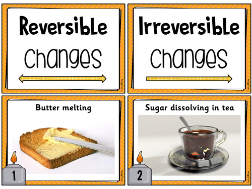 Reversible Irreversible Changes Card Sort