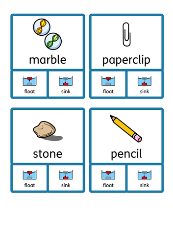 Float or sink peg card activity, ASD, SEN, KS1 Science