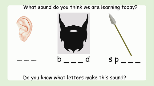 'ear' Powerpoint and Worksheet Phonics