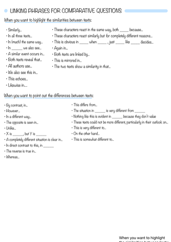 Phrases for Comparative Writing