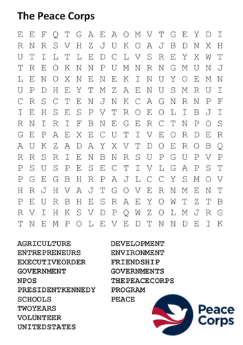 The Peace Corps Word Search
