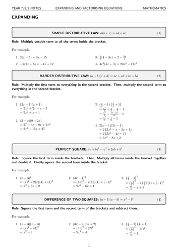 Algebra Guide: Expanding and Factorising