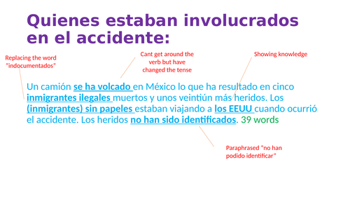 1.3B Kerboodle Year 2 Los Indocumentados Example summary answer