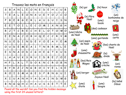 French Christmas Vocabulary game