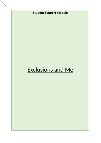 Reducing Exclusions  -A work pack for 1-1 sessions and PSHE
