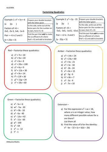 Factorising Quadratics