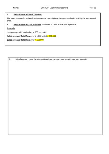 OCR RO64 LO2 Financial Scenario Booklet