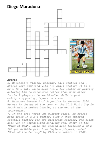 Diego Maradona Crossword