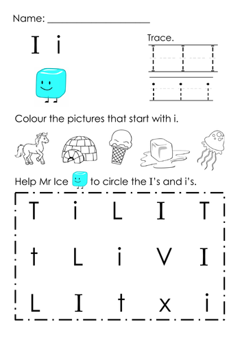 (Alphabets) Finding Letter I i and Pictures Printable