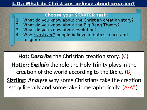 WJEC GCSE RE - Creation Unit One Christianity Beliefs and Teachings Lesson