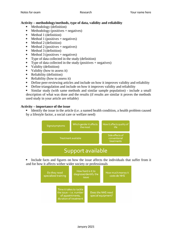Unit 4 - Enquiries into current research in health and social care (Notes structure)