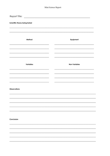 Scientific Report Template | Teaching Resources