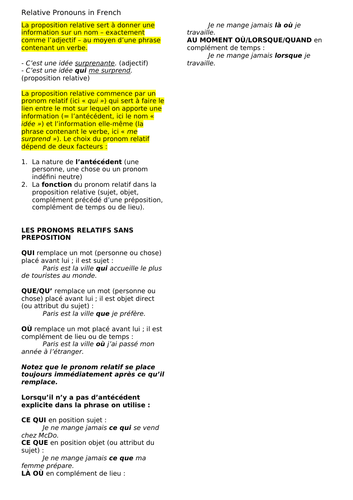 Relative Pronouns in French