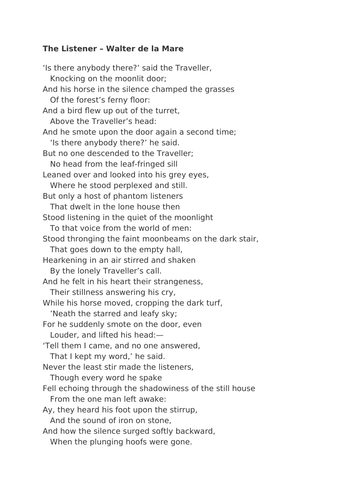 Narrative Poem Reading Comprehension WITH ANSWERS