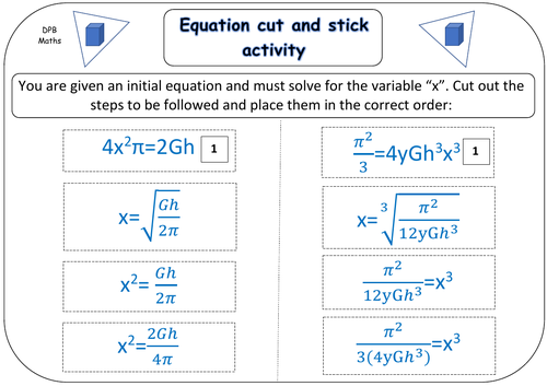 Algebra activity