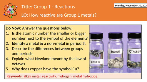 Group 1 - Alkali Metals - Reactions