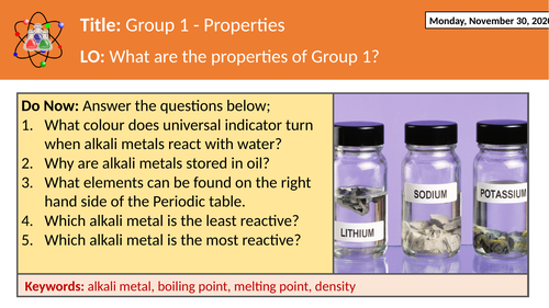 Group 1 - Alkali metals - Properties