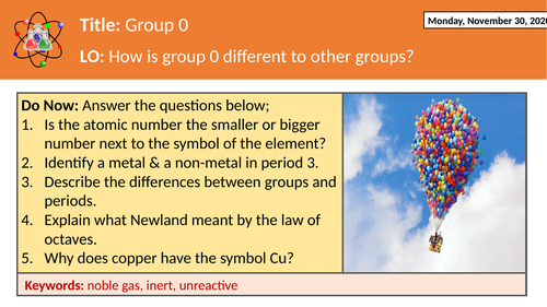Group 0 - Noble gases