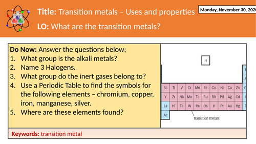 Transition metals - Uses and properties