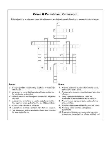 Crime & Punishment Crossword