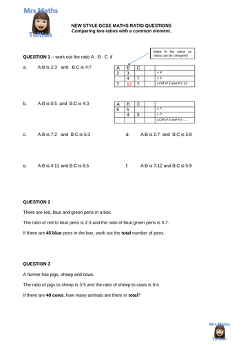 Ratio lesson - new style GCSE maths 9-1