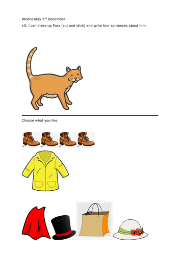 Puss in Boots dress up worksheet